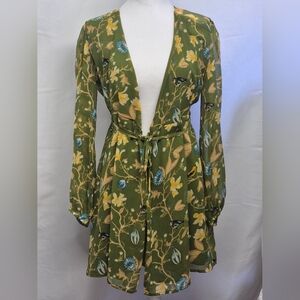 URBAN OUTFITTERS – Green Floral Wrap Mini Dress – Women’s Size S/P